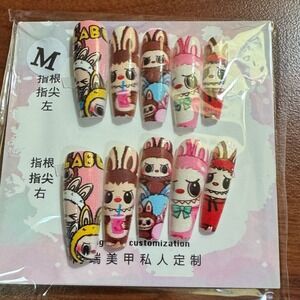 Press On‎ Nails Cartoon Character Medium Almond Nail Art Stickers
